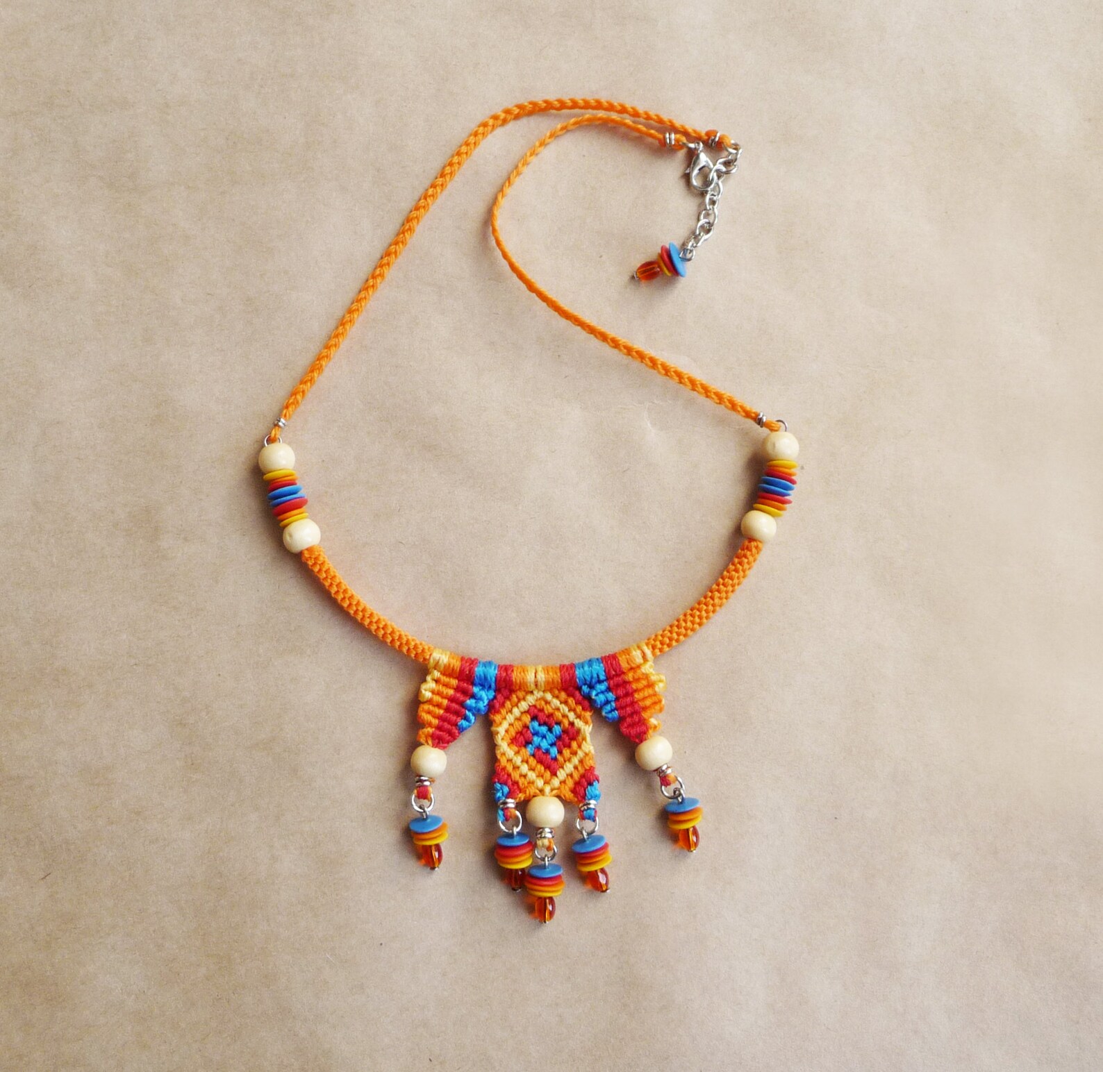 Orange Macrame Necklace - Modish Handmade