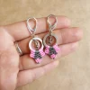 Pink and Gray Macrame Earrings