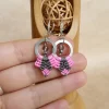 Pink and Gray Macrame Earrings